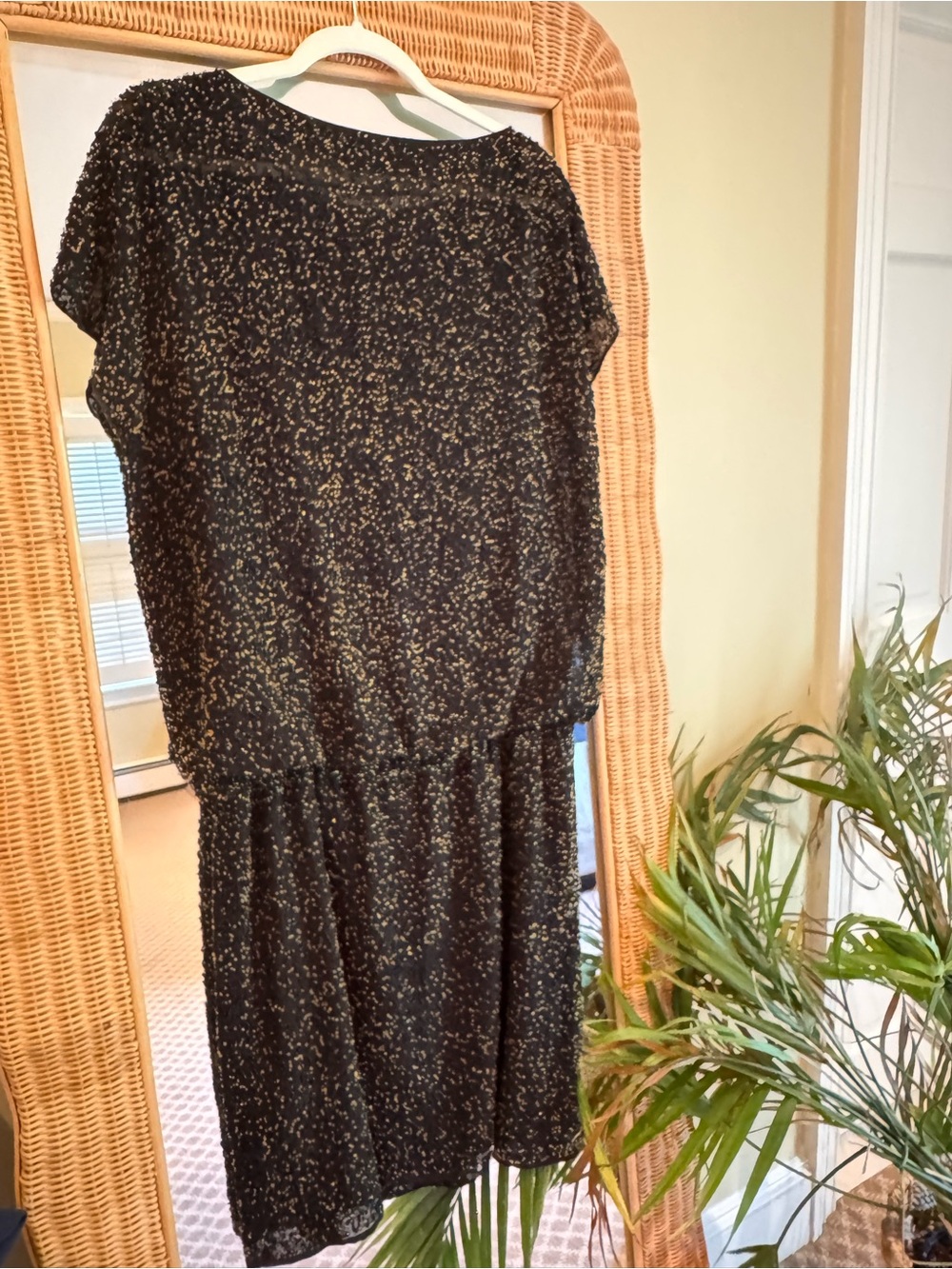 Talbots Black Jumpsuit with Gold Speckle Print